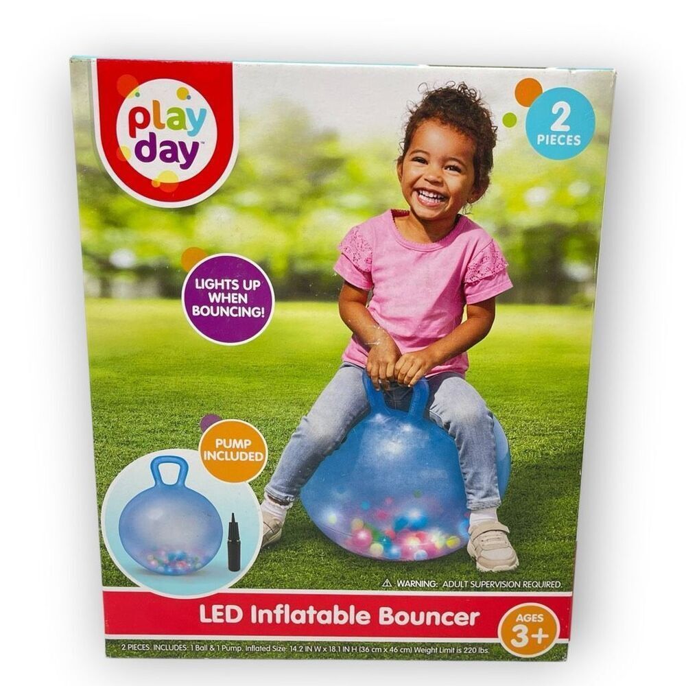 Play day LED Inflatable Bouncer Ball Toy 3+ Pump included 220 lb New NIB